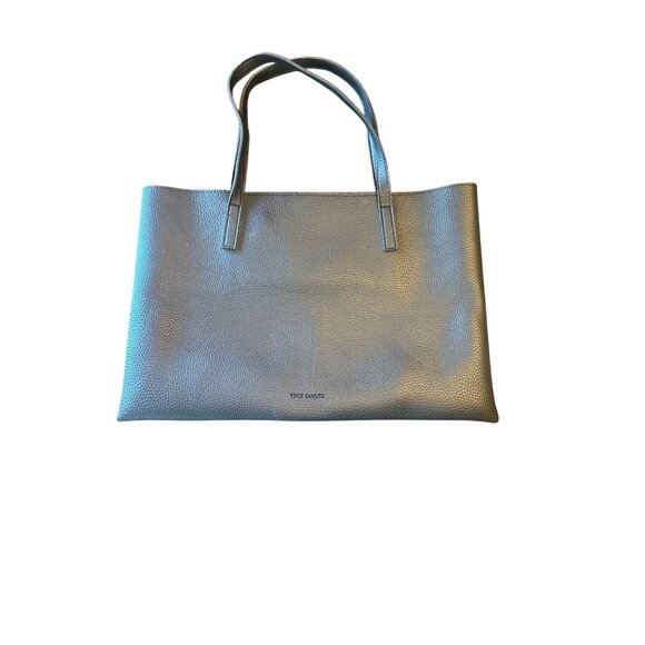 Vince Camuto Pebbled Leather Tote Bag Black & Gray Classic Minimalist Career - Picture 1 of 4